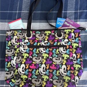 Walt Disney World Colorful Mickey Head Tote Bag Zipper Top Gently Used